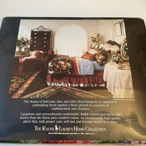 Ralph Lauren King Flat Sheet Black Isadora Pattern - new in package - Picture 2 of 2